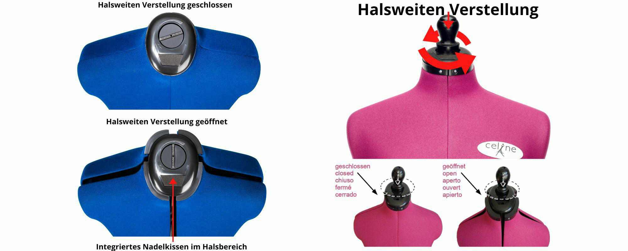 verstellbare schneiderpuppen halsweiten verstellung